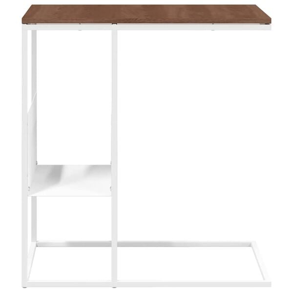 vidaXL Side Table White and Brown Engineered Wood and Iron Standard