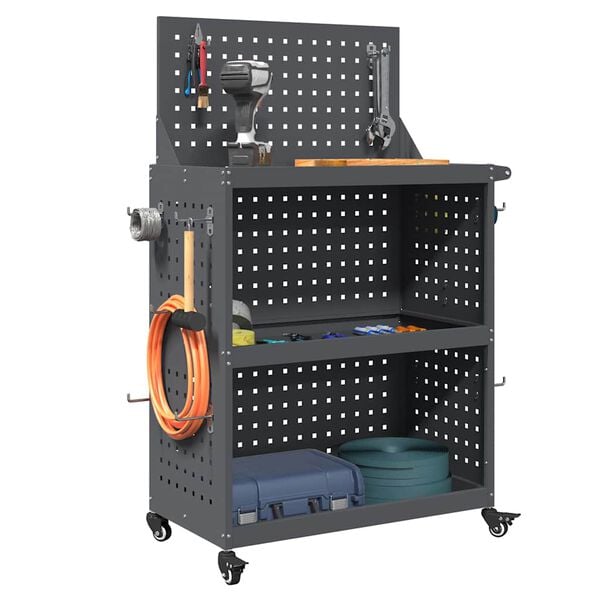 vidaXL Tool Trolley Anthracite 65 x 35 x 111 cm Cold-rolled steel