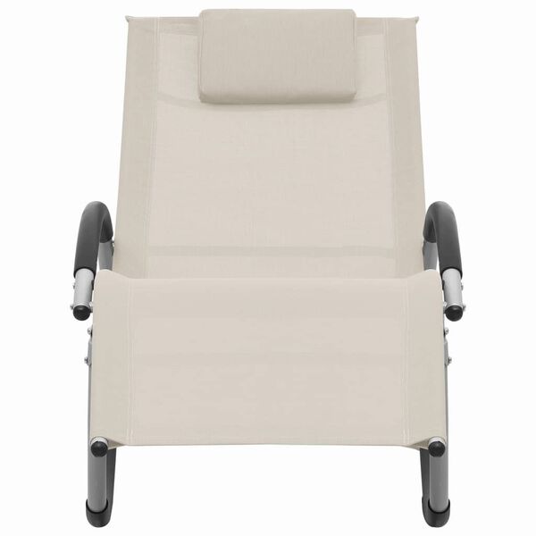 vidaXL Sun Lounger with Pillow Cream Textilene