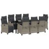 vidaXL Garden Dining Set with Cushion 9 pcs Grey Poly Rattan