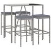 vidaXL Garden Bar Set Grey PE rattan, powder-coated steel, tempered glass