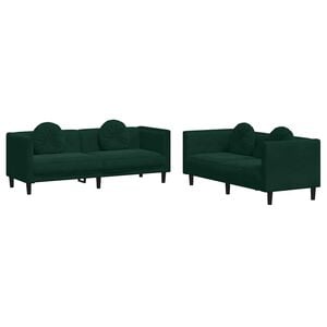 vidaXL Sofa Set Dark Green Velvet (100% polyester), plywood, solid wood