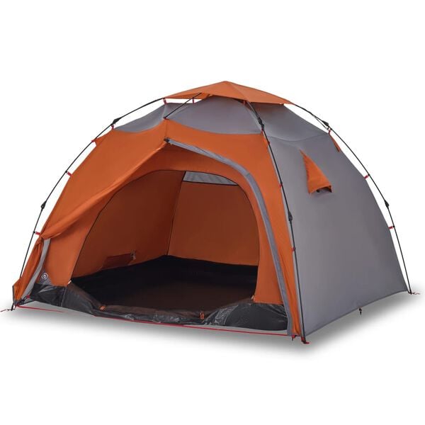 vidaXL Camping Tent Dome 4-Person Gray and Orange Quick Release