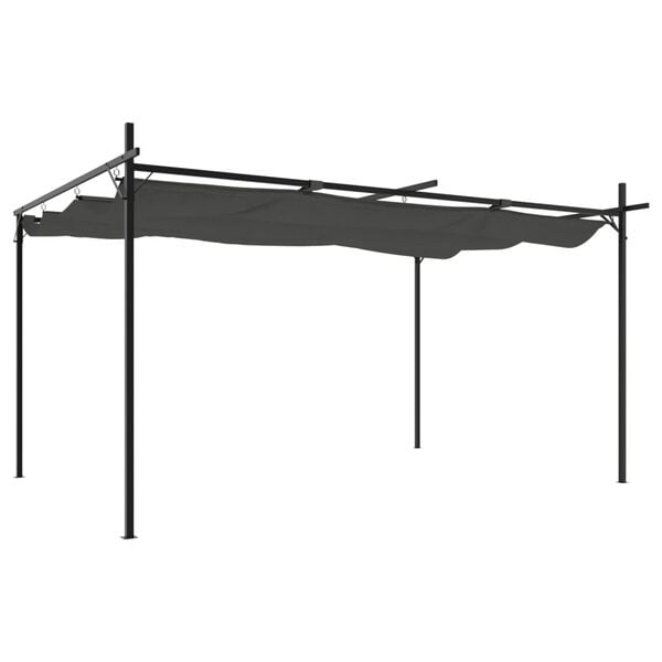 vidaXL Pergola with Retractable Roof Anthracite 155.5"x115"x90.6"