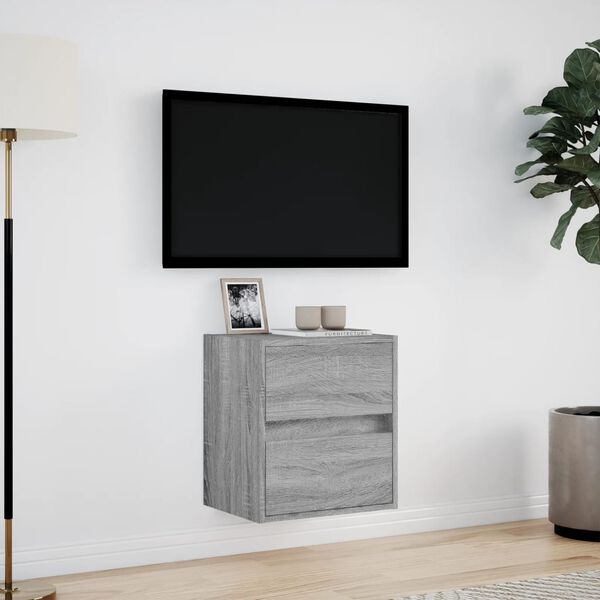 vidaXL TV Wall Cabinet Grey Sonoma Engineered Wood Medium