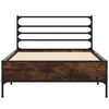 vidaXL Bed Frame Smoked Oak Engineered Wood and Metal Twin Modern
