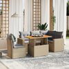 vidaXL Garden Sofa Set Beige PE Rattan Large Adjustable Armrests