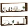 vidaXL Wall Cube Shelf Set of 2 Smoked Oak Engineered Wood Medium