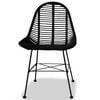 vidaXL Dining Chair Set of 2 Black Natural rattan, Wrought iron Standard