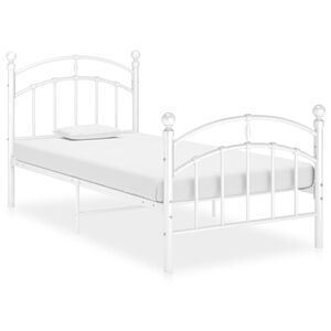 vidaXL Bed Frame White Powder-coated metal Single Durable Bed Frame