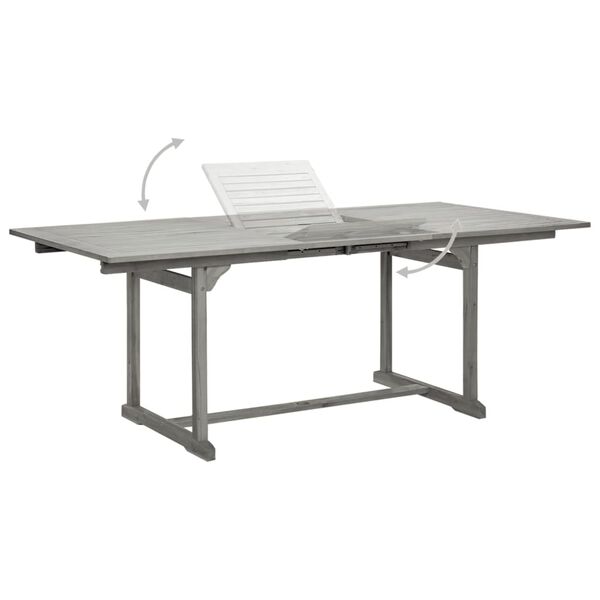vidaXL Garden Table Grey Solid Acacia wood Medium Extendable