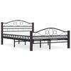 vidaXL Bed Frame Black Metal, Plywood 47.2 x 78.7 in Durable Bed Frame