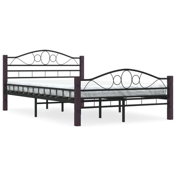 vidaXL Bed Frame Black Metal, Plywood 47.2 x 78.7 in Durable Bed Frame