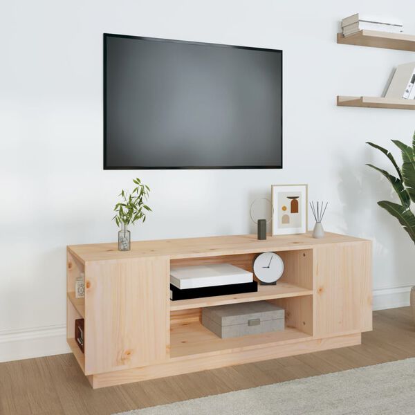 vidaXL TV Cabinet Natural Wood Solid Pine Wood Medium TV Cabinet