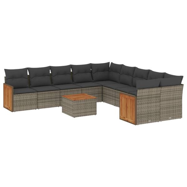 vidaXL Garden Sofa Set Grey, Dark Grey