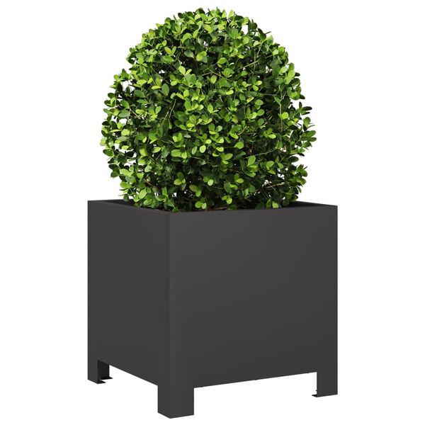 vidaXL Garden Planter Black Steel Large Durable Steel Planter Square