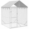 vidaXL Outdoor Dog Kennel Silver Galvanized steel, Polyethylene