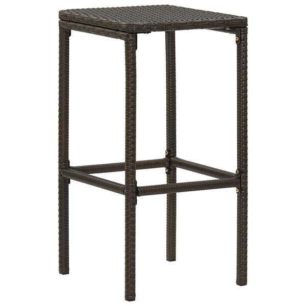 vidaXL Bar Stool Set of 3 Brown PE rattan Standard Footrest
