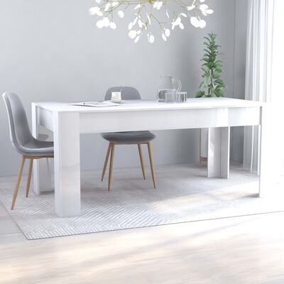 vidaXL Dining Table High Gloss White 70.9" x 35.4" x 29.9" Engineered Wood