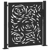 vidaXL Garden Gate Black 39.4x39.4" Steel Flame  Design