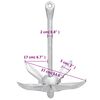vidaXL Folding Anchor with Rope Silver 7.1 lb Malleable Iron