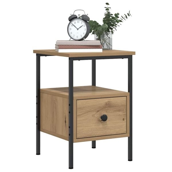 vidaXL Bedside Cabinet Artisan Oak Engineered wood, Iron Compact