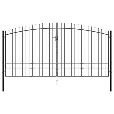 vidaXL Double Door Fence Gate with Spear Top 157.5"x97.6"