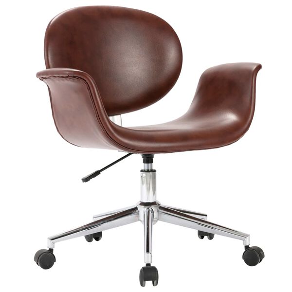 vidaXL Office Chair Brown Faux leather, metal Medium Swivel