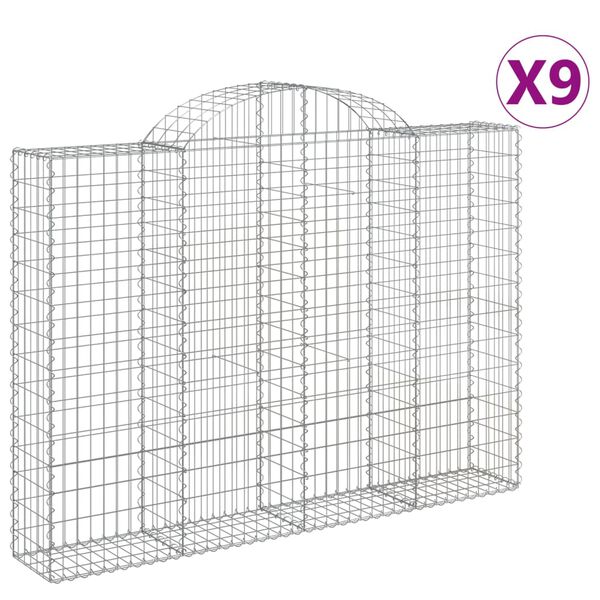 vidaXL Gabion Basket Set of 9 Silver Galvanized iron Extra Large
