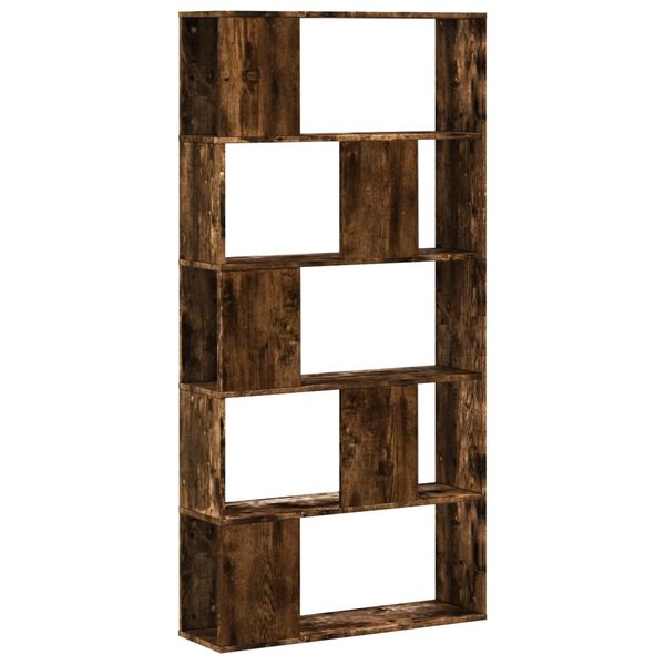 vidaXL Bookcase Smoked Oak Engineered Wood Medium Bookcase Rectangular