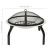 vidaXL 2-in-1 Fire Pit and BBQ with Poker 22"x22"x19.3" Stainless Steel