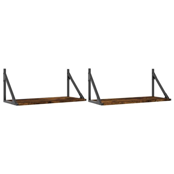 vidaXL Wall Shelf Set of 2 Smoked Oak Engineered Wood Medium