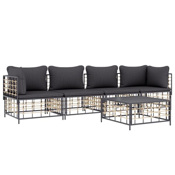 vidaXL Garden Lounge Set Dark Grey Poly rattan Large Modular