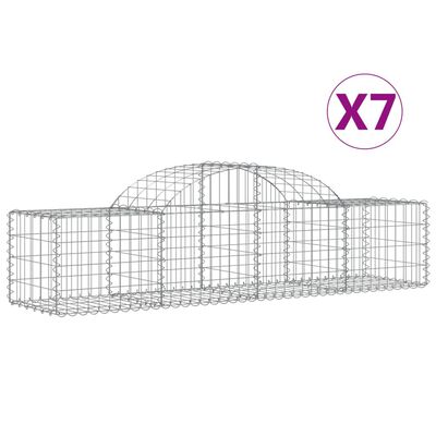 vidaXL Arched Gabion Baskets 7 pcs 78.7"x19.7"x15.7"/23.6" Galvanized Iron