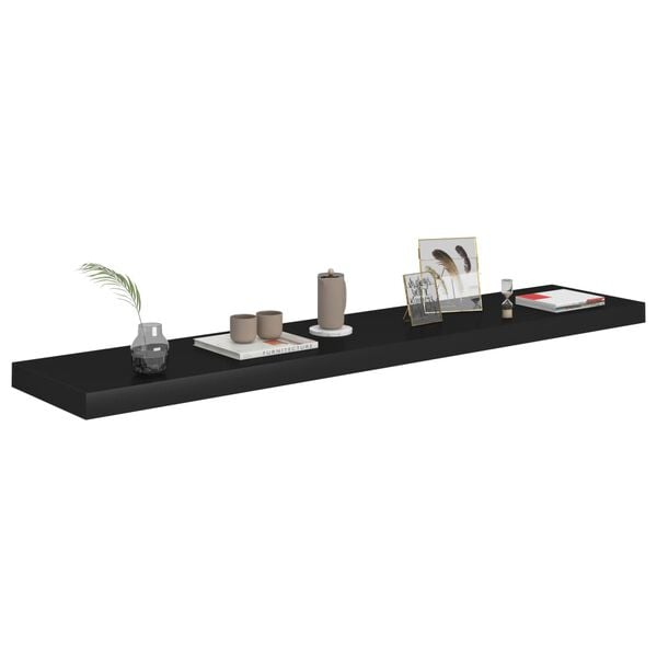 vidaXL Wall Shelf Black Honeycomb MDF, Metal 47.2 x 9.3 in Wall mounting