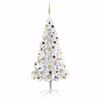 vidaXL Artificial Pre-lit Christmas Tree with Ball Set Silver 82.7" PET