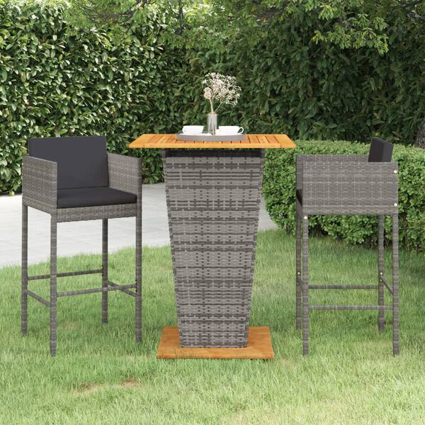 vidaXL Garden Bar Set Grey, Dark Grey