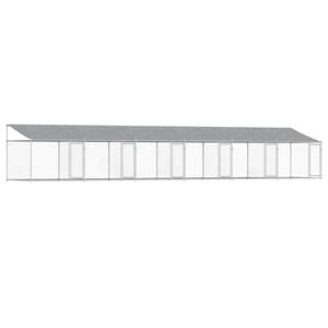 vidaXL Dog Cage Grey Galvanized Steel 39.4 x 6.6 x 6.6 ft Durable