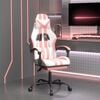 vidaXL Gaming Chair with Footrest White and Pink Faux Leather