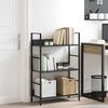 vidaXL Shelf Cabinet Black Engineered wood, Steel Medium Bookshelf