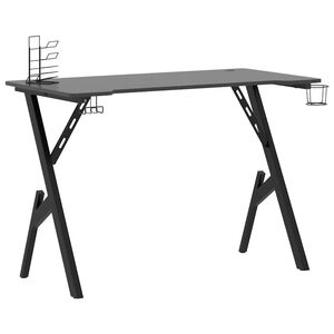 vidaXL Gaming Desk Black Engineered wood, iron Medium Ergonomic
