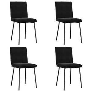 vidaXL Dining Chair Set of 4 Black Velvet, plywood, metal