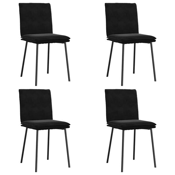 vidaXL Dining Chair Set of 4 Black Velvet, plywood, metal