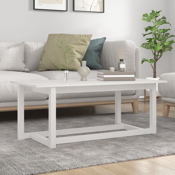 vidaXL Coffee Table White Solid Pine Wood Medium Simplistic