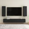 vidaXL TV Cabinet Set of 2 Black Engineered wood Wall mounting