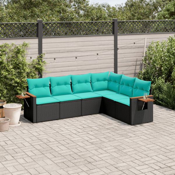 vidaXL Patio Sofa Set Black, Blue