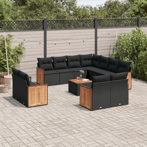 vidaXL Garden Sofa Set Black