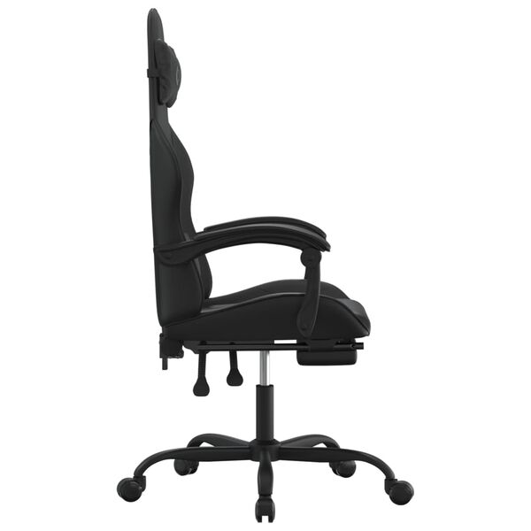 vidaXL Gaming Chair with Footrest Black Faux Leather