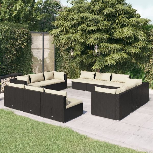 vidaXL Garden Lounge Set Black, Cream