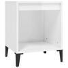 vidaXL Bedside Cabinet Set of 2 High gloss white Engineered wood, metal